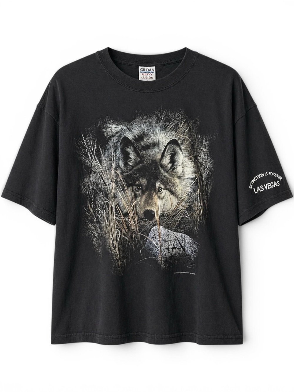 Vintage Extinction Is Forever Las Vegas Wolf Graphic Nature Tee XL